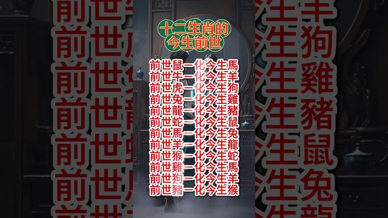 十二生肖輪迴圖，一眼看穿你前世是誰！