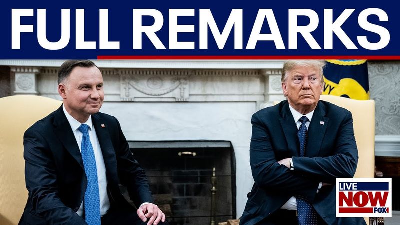 Trump takes questions from media while meeting with Polish President