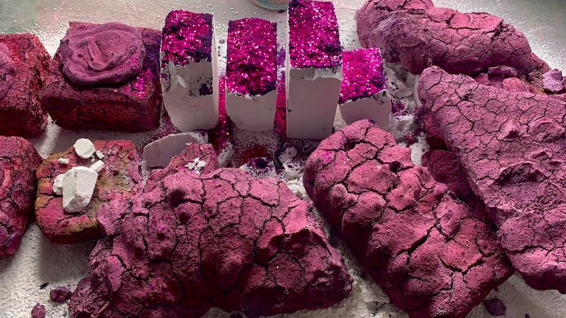 Purple Pasted, Plainjane Fresh Gymchalk Blocks with Pasted Reforms