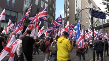 Supporters of far-right Britain First party march in Manchester | AFP