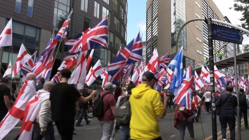 Supporters of far-right Britain First party march in Manchester | AFP