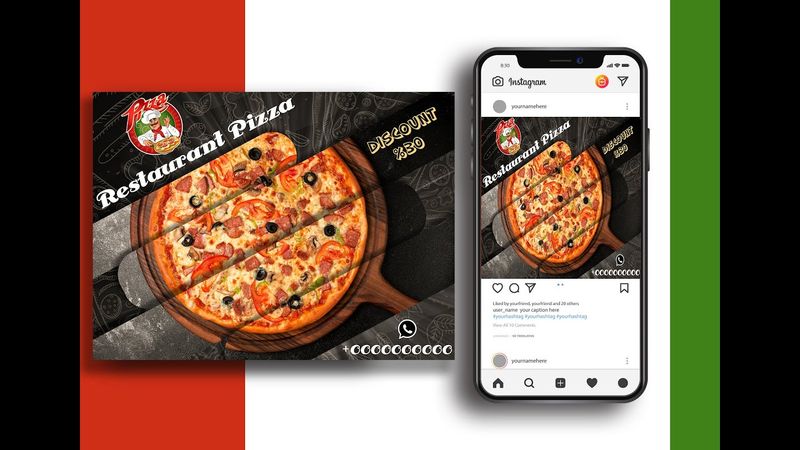 How To Design Instagram Post restaurant  - Photoshop Tutorial