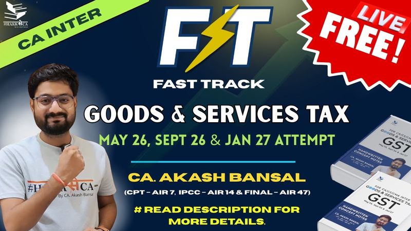 GST | Day 1 | Ch - 2 Supply under GST (Part 1) | FREE Live Batch | HakkSeCA | CA Inter | May2026