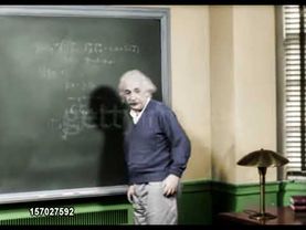(COLOR!) Albert Einstein in his office at Princeton University