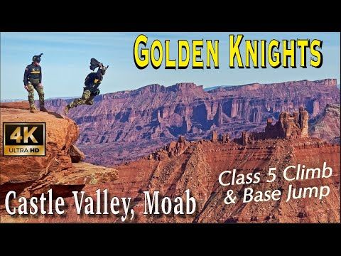 US Army Golden Knights Base Jump off Parriott Mesa, Moab After Class 5 Climb!!