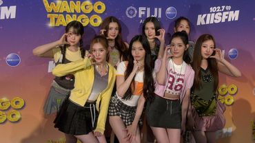 Girl group Hearts2Hearts attends iHeartRadio's 102.7 KIIS FM Wango Tango 2025 green carpet