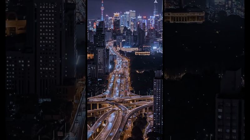 Futuristic Shanghai City at Night 8K