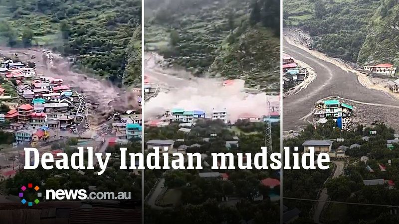 Moment deady mudslide wipes out town in India