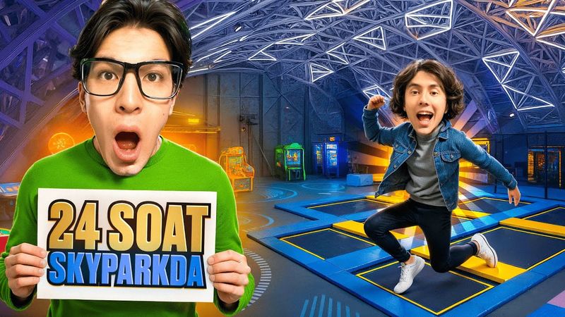 BEKINIB, TUNNI yopiq Skyparkda O'TKAZDIK! 24 SOAT SKYPARK'da Qoldik! Aka uka & Baburello