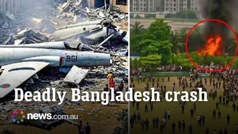 Bangladesh air force jet crashes into school campus