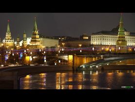 Московский Кремль ночью в 4К. Ночной Кремль таймлапс / гиперлапс.