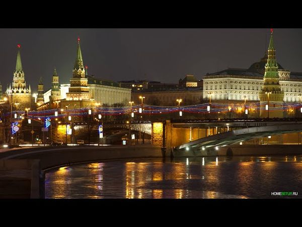 Московский Кремль ночью в 4К. Ночной Кремль таймлапс / гиперлапс.