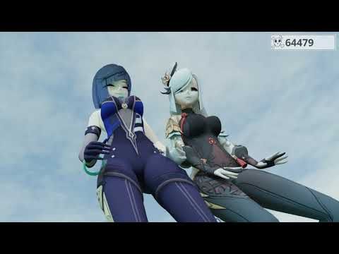 Shenhe & Yelan's Loving Embrace Giantess Genshin Impact Animation