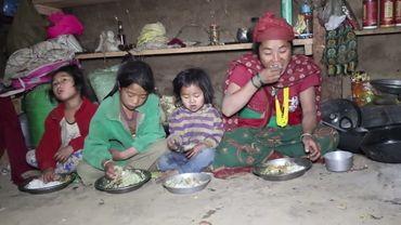 Cooking together and eating together in village kitchen || Village love