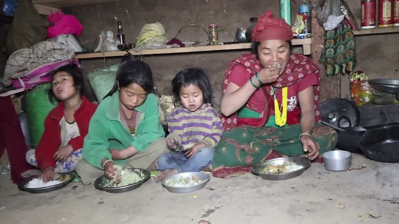 Cooking together and eating together in village kitchen || Village love