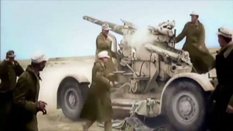 3 Minutes of WWII German Flak 88 Firing