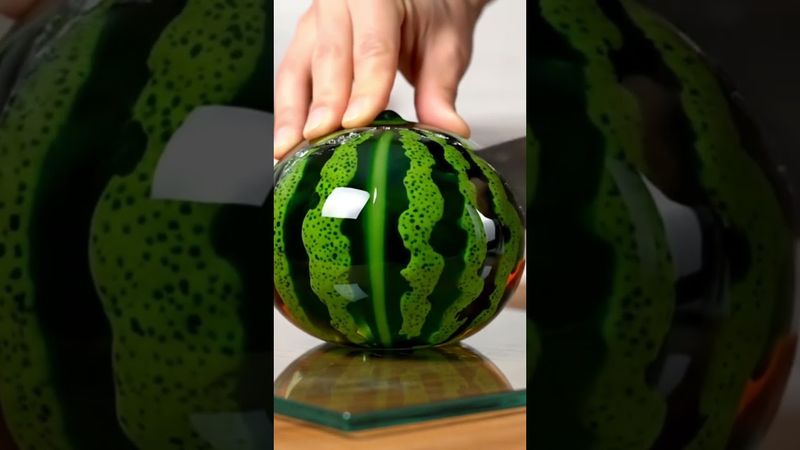 Разрез стеклянного арбуза 🥭 Звук хруста! #ASMR #Satisfying #Залипательно