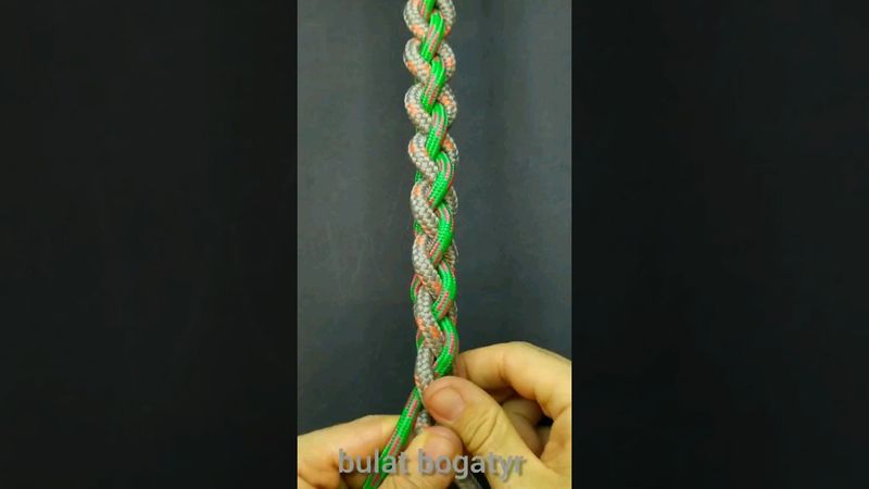 Плетение из четырёх веревок, прядей. Как сплести красивый шнур на браслет.