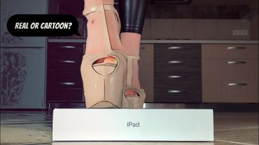 Pea vs. Comic-Book Pea! High Heels Crushing Things & Food! Oddly Satisfying! ASMR