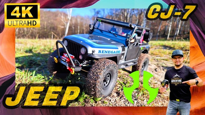 RC Jeep Cj-7 SCX10 Axial iii scale 1/10 riding in the sunshine with accessories