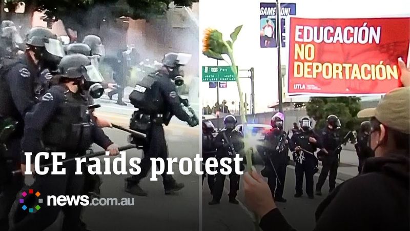 ICE raids lead to violent protests in downtown LA