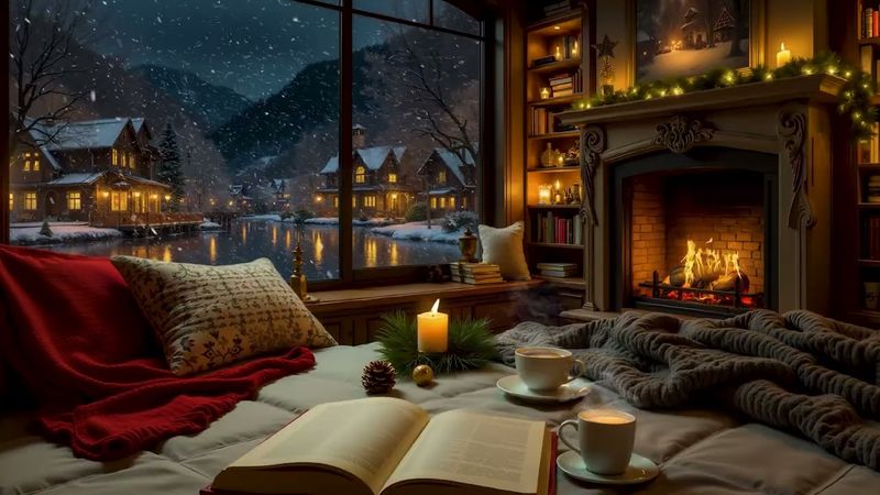 Gemütliche Winter-Jazzmusik ❄ Knisterndes Kaminfeuer in einer warmen Hütte