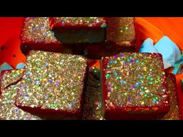 Blue & Red Dyed Fresh Gym Chalk Blocks with Glitter