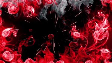 Футаж несущиеся на тебя цветы на черно красном фоне