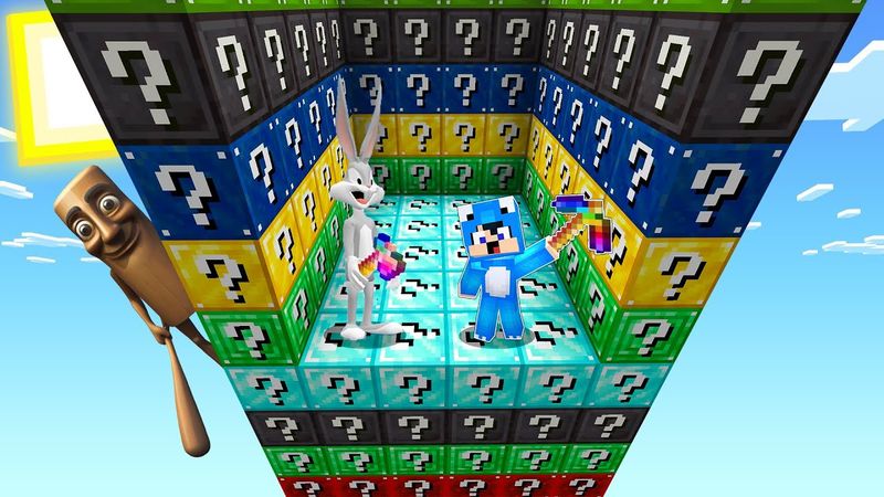 البقاء على قيد الحياة من بلوكات الحظ تم تم تم سحور في ماين كرافت 😨