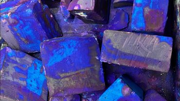 10 Blue & Purple Dyed Blocks - ASMR