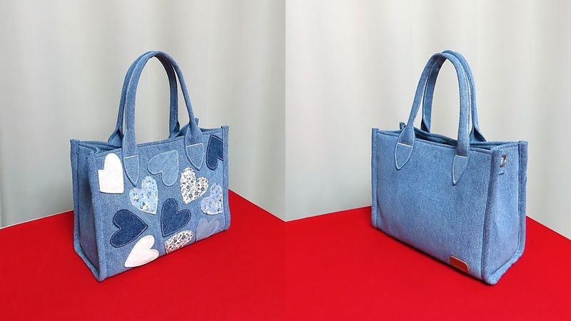 DIY"자투리 원단" 절대 버리지 마세요! "명품백"이 될 수 있어요!/"heart applique" tote bag/made of old jeans