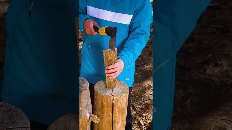 SMART skill with axe!  #bushcraft #lifehacks #camping
