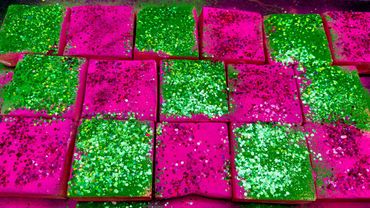 Happy Birthday @NaviRajesh | Green & pink pigments topped | Glittery homemade Chalk crush