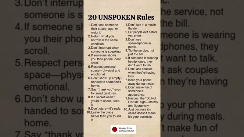 20 Rules Nobody Taught You—but Everyone Hates When You Break Them 😳