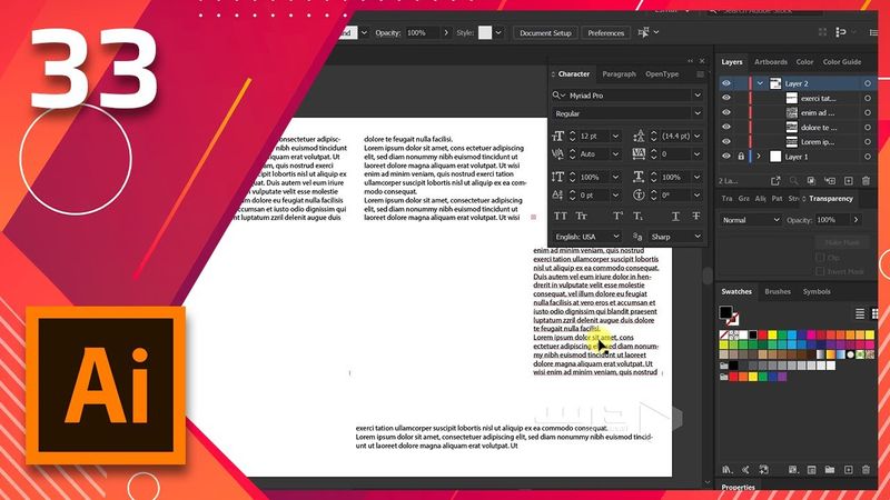 33- Adobe Illustrator CC 2020 – آموزش الستراتور  بخش سی و سوم – کار با تایپ قسمت دوم