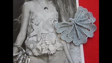 Морской лист - веер для топа от Валентино. Вяжем вместе ирландское кружево