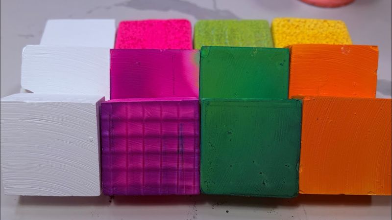 Dyed Pasted and Fresh Blocks | Gym Chalk asmr | Oddly Satisfying