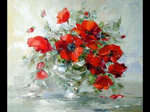 Как рисовать Маки маслом.  Получите 50 уроков в описании ролика.