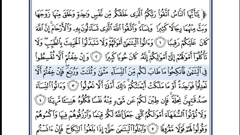 السادس الاعدادي/سورة النساء - الوحدة الثالثة ايات الحفظ