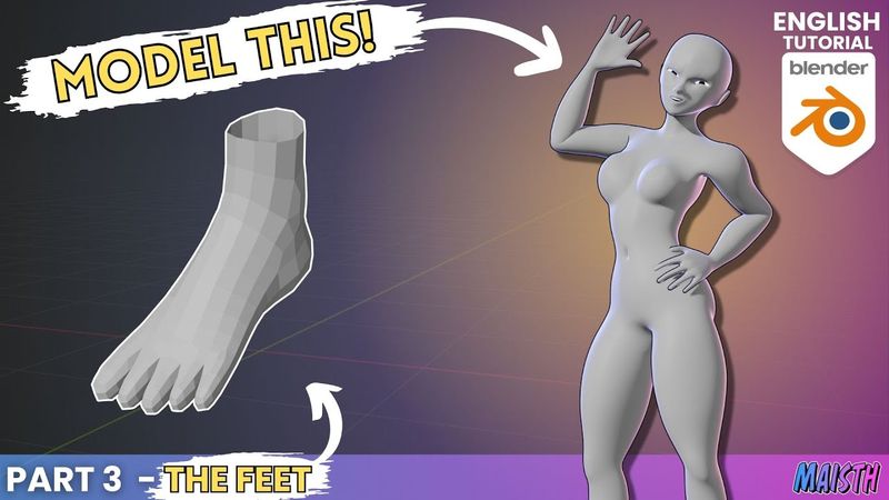 Blender Human Character Modeling Tutorial - Part 3: The Feet (2024)
