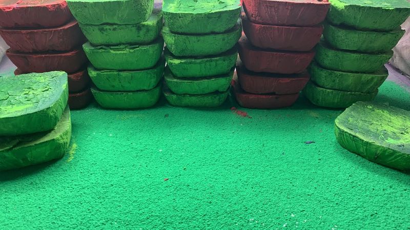 Part 6: Green Pink Iron Oxide Block Crush Colour Combo Series ; Powdery Crunchy Soft Dusty