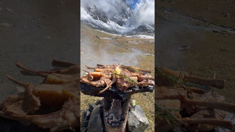 Kütük Ocakta Kuzu Pirzola Pişirme 🏔️🥩 | Cooking lamb chops on a wood stove