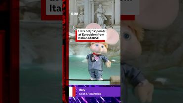 An Italian mouse awards the UK 12 Eurovision points. #Eurovision #BBCNews