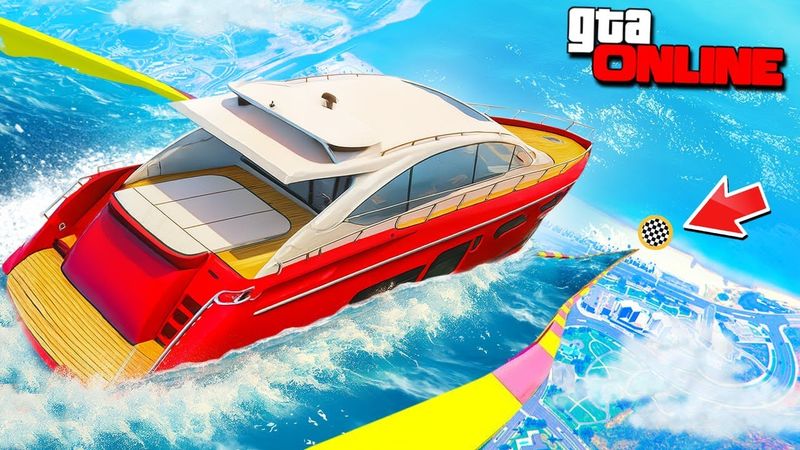 ЭКСТРЕМАЛЬНЫЙ СПУСК на ЛОДКАХ по ВОДНЫМ ГОРКАМ! ШАНС 0.1% СПУСТИТЬСЯ ВНИЗ! 2 СПУСКА В GTA 5 ONLINE