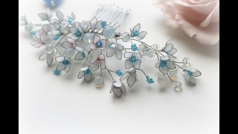 гребень для волос из проволоки и витраль  Comb hair handmade  Haare kämmen