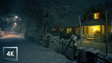 Fuertes Nevadas en la Caminata Nocturna 4K HDR Suecia