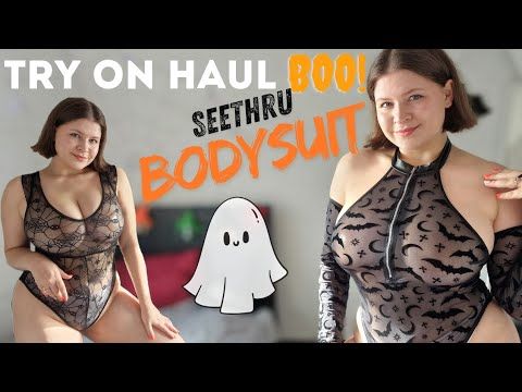 [4K] Seethru bodysuit 🎃 Halloween Try-On Haul | Get Ready with Tina | 2024