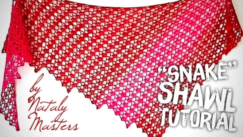 ВЯЖУ по ДВЕ В ДЕНЬ! ♥️ МАСТЕР-КЛАСС! ШАЛЬ - ЗМЕЙКА! SNAKE CROCHET SHAWL TUTORIAL 🔥🔥🔥