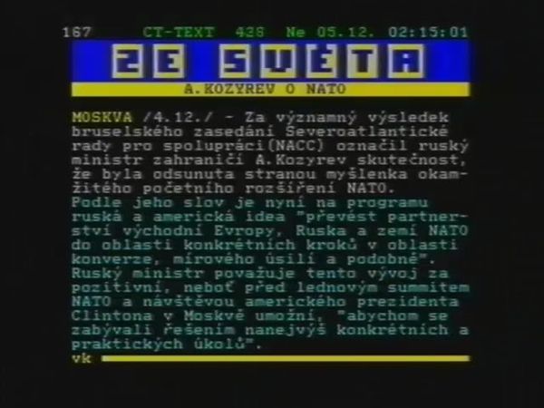 Конец эфира и телетекст (ČT1 Чехия, 05.12.1993)