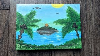 Tropical Paradise Acrylic Painting Timelapse / Beginner Painter